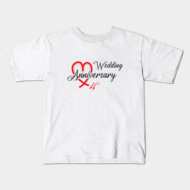 Funny Gift 4 years Wedding Marriage Kids T-Shirt by artfarissi